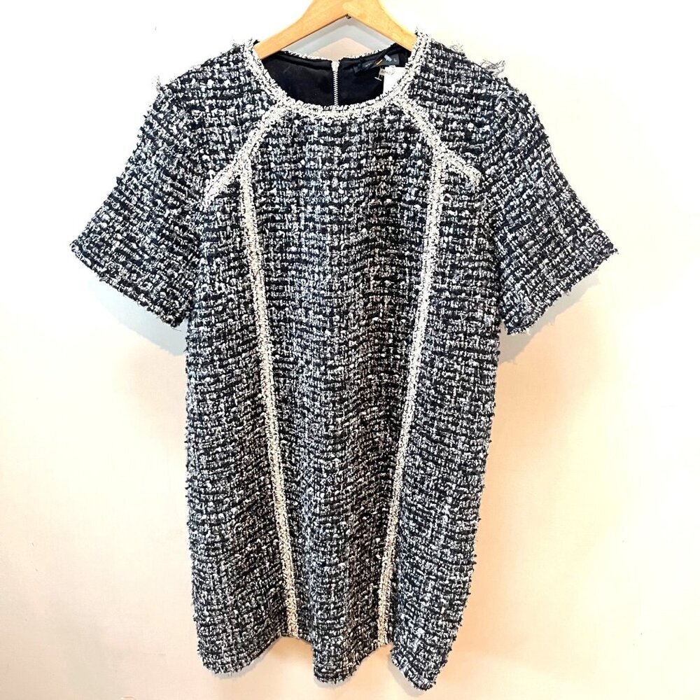 NEW Anthropologie‎ THML Womens Tweed Short Sleeve Dress Black & White L
